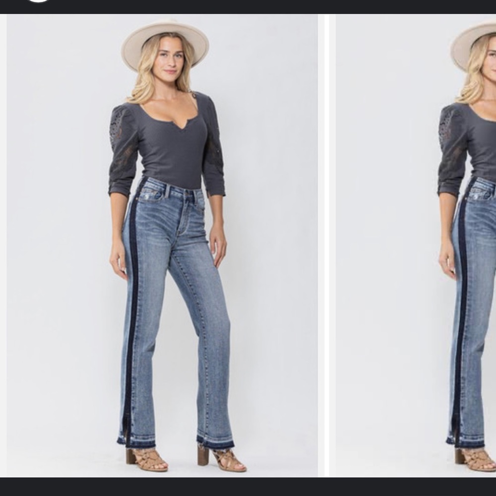 Judy Blue Straight High Waist Side Seam Detail Blue Jeans - 31